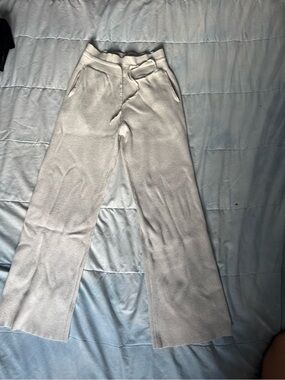Uniqlo Cream Wide-Leg Knit Pants